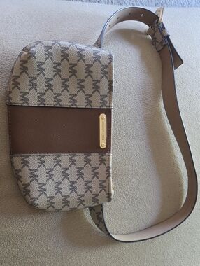 Michael Kors Tan and Brown Logo Belt Bag